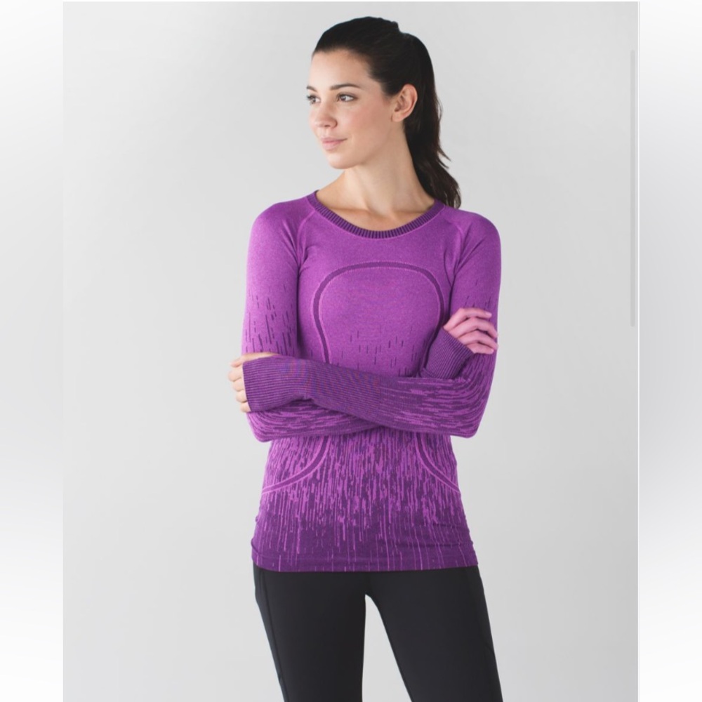 Lululemon Run: Swiftly Tech Long Sleeve Crew Heathered Regal Plum Size 6 G113